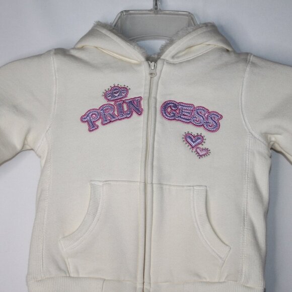 WONDER KIDS PRINCESS FULL ZIP UP HOODED SWEATSHIRT SZ 24 MONTHS CREAM PINK PURPL - Picture 3 of 16